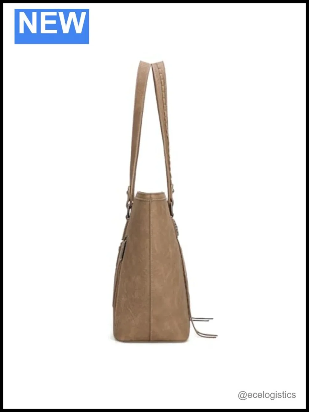Vegan Leather Tote Bag with Metal Turquoise Accents Top Handle Shoulder Bag